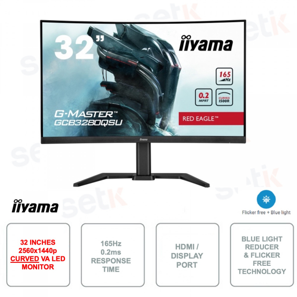 32 Inch Curved Monitor - WQHD 2560x1440p - VA LED - 165HZ - 0.2ms - For gaming