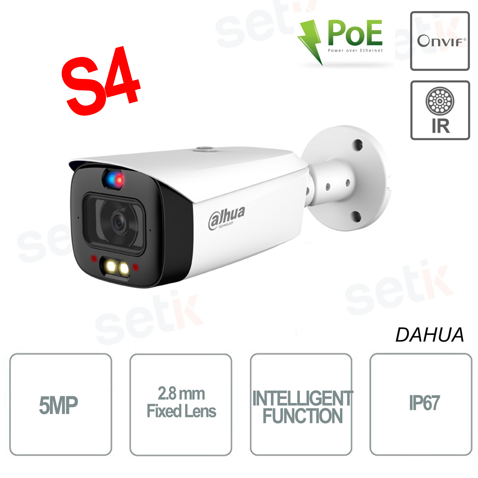Caméra bullet Dahua Full HD IP - couleur - détection de mouvement -  emplacement pour