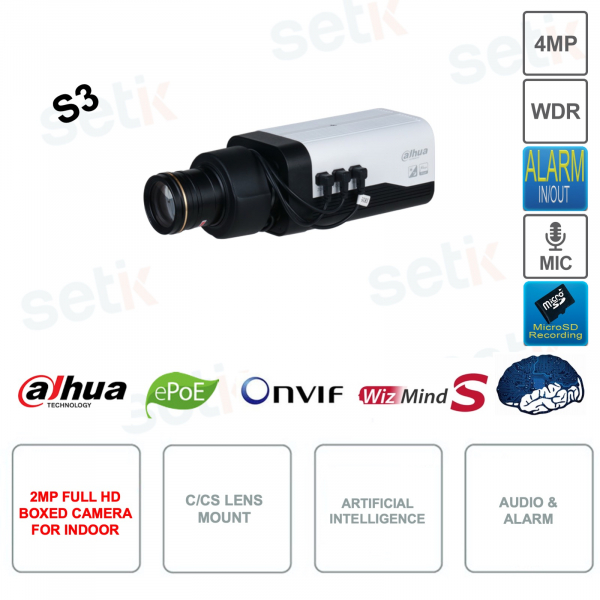 IP POE ONVIF Boxkamera 2MP Full HD Attack CCS Optics – Künstliche Intelligenz – S3-Version