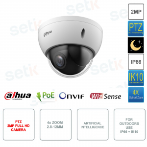 Caméra PTZ Starlight IP POE ONVIF - 2MP Full HD - Zoom 4x 2,8-12 mm - Intelligence Artificielle - Pour l'extérieur