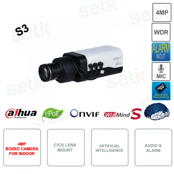 Cámara Box IP POE ONVIF 4MP CCS Lens Attack - Inteligencia Artificial - Versión S3