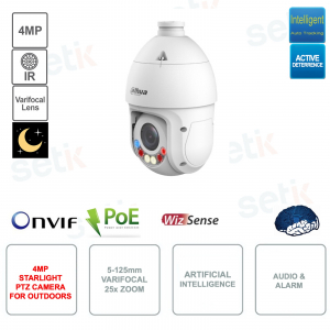 Caméra IP POE ONVIF PTZ 4MP - Zoom 25x 5-125mm - Intelligence Artificielle - IR 100m