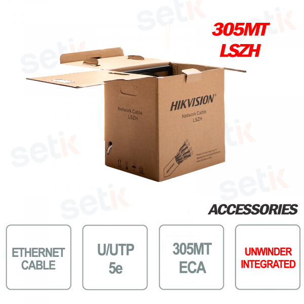 SBOBOX Hikvision Cavo Ethernet Rete 305 Metri ECA 5e U/UTP LSZH Matassa RJ45 LAN Internet