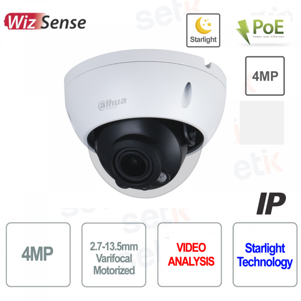 ONVIF® PoE 4MP Motorized IP Camera Starlight IR Wizsense - Dahua