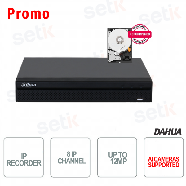 [Promo] NVR Dahua IP Professionale 8 Canali IP AI 12MP 4K Audio VGA USB HDMI + HD 1TB
