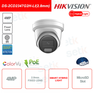 Outdoor Turret 4MP IP POE camera - 2.8mm lens - ColorVu - Artificial intelligence