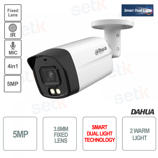 Dahua Bullet 4in1 5MP 3.6mm Caméra intelligente double lumière IR 40MT série S2