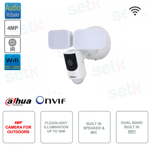 Dahua Dual Floodlight 4MP ONVIF WIFI IP Camera 2.8mm Dual band 2.4/5 GHz Microphone Speaker Siren