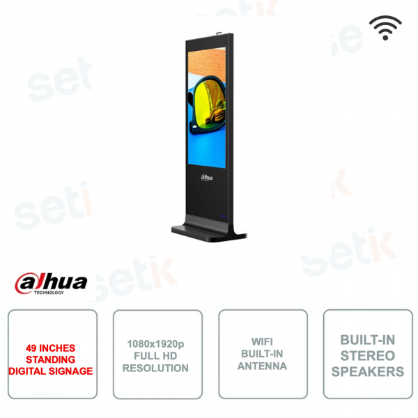 Dahua – moniteur de signalisation numérique, écran FULL-HD de 49 pouces, 1080P, 8ms, WiFi, haut-parleurs sur pied