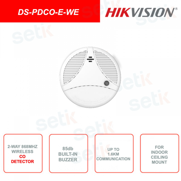 Hikvision Rilevatore Wireless di gas Monossido CO 868Mhz Fino a 1.6Km