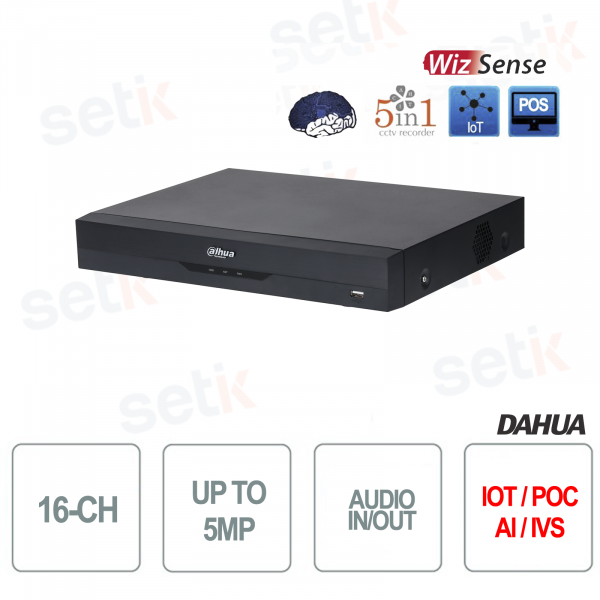 5in1 XVR Registratore 16 canali CVI/AHD/TVI/CVBS/IP 5MP IoT POS IVS AI DVR Audio Dahua Wizsense