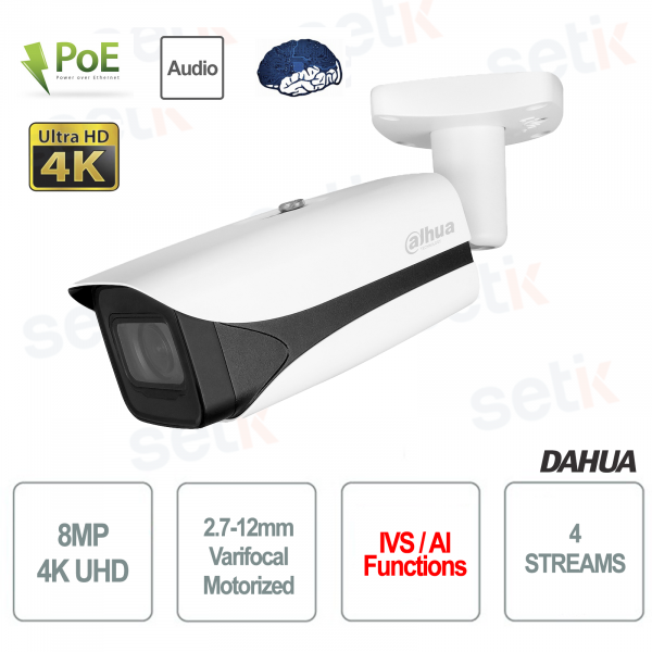 AI IP IP Camera ONVIF® PoE 8MP 4K Bullet Motorized Acupick Wizmind S Dahua S3