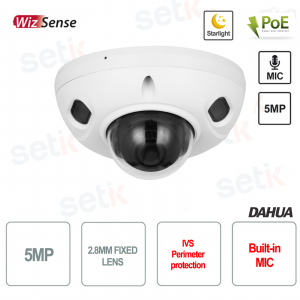 Caméra Dahua AI IP ONVIF® PoE 5MP 2,8 mm Starlight IR 30 Wizsense