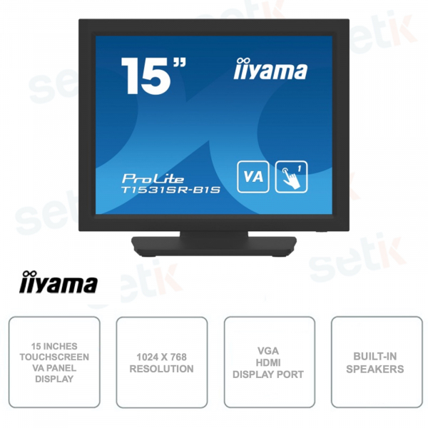 IIYAMA Monitor 15" Pollici VA Touchscreen Resistivo a 5 Fili HDMI Altoparlanti