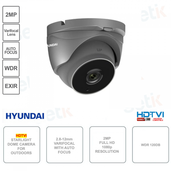 Telecamera dome HD TVI 2MP 1080P esterno 2.8-12mm Motorizzata Starlight IR 40m WDR