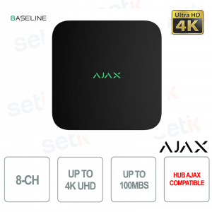 Ajax NVR 8 Channel 4K UHD IP ONVIF® Recorder for video surveillance cameras - Baseline