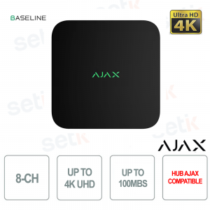 Ajax NVR 8 canaux 4K UHD IP ONVIF® Enregistreur pour caméras de vidéosurveillance - Baseline