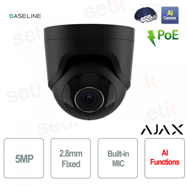 Cámara IP Ajax TurretCam de 5 megapíxeles y 2,8 mm AI IR 35M PoE para videovigilancia - Baseline