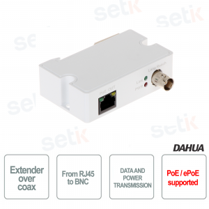 Convertisseur Ethernet émetteur EoC vers prise en charge coaxiale RJ45 + BNC PoE ePoE - Dahua