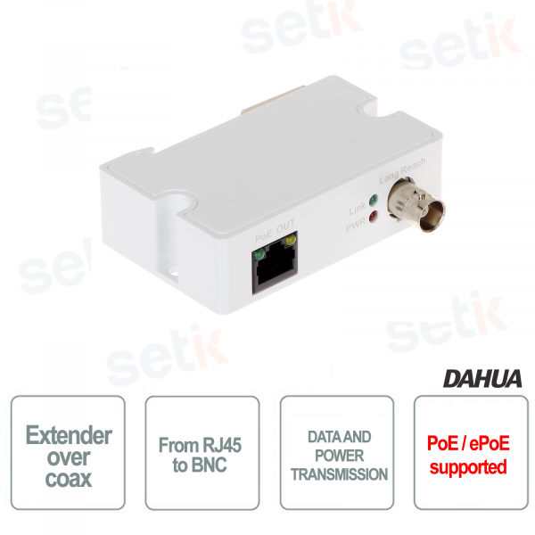 EoC Convertitore Dahua Ethernet su Coassiale RJ45+BNC Supporto PoE ePoE