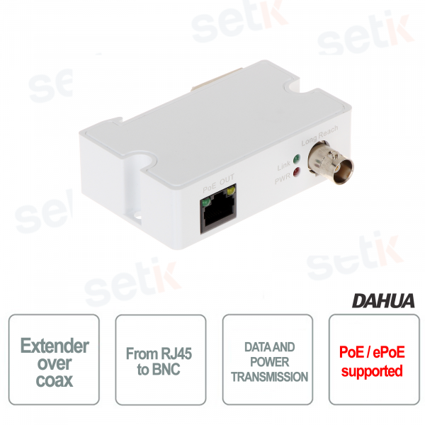 EoC Transmitter Ethernet to Coax Converter RJ45+BNC Support PoE ePoE - Dahua