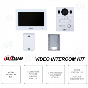 Kit - Videocitofono ibrido bifilare - Monitor bifilare per indoor  Controller bifilare - Scatola montaggio a parete