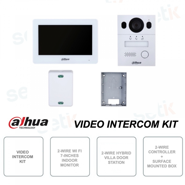 Kit - Two-wire hybrid video intercom - Two-wire monitor for indoors Two-wire controller - Wall mounting box