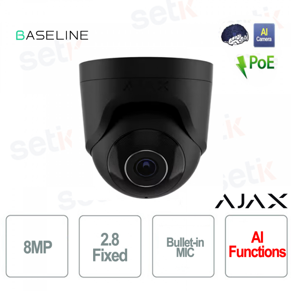 Caméra IP Ajax TurretCam 8 mégapixels 2,8 mm AI IR 35M PoE pour la vidéosurveillance - Baseline