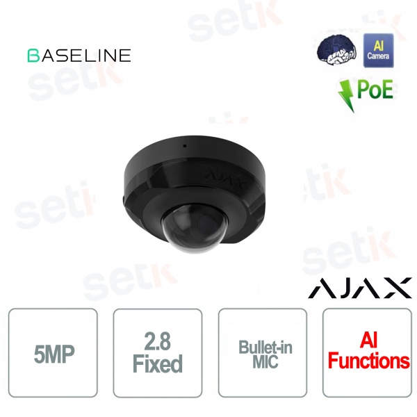 Cámara Ajax DomeCam Mini IP PoE con cable 5 Megapíxeles 2,8 mm AI IR 30M para videovigilancia - Baseline