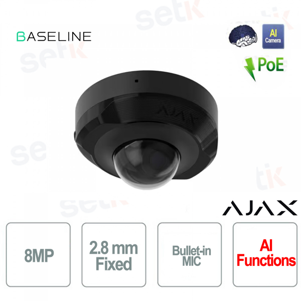 Cámara Ajax DomeCam Mini IP PoE con cable 8 Megapíxeles 2,8 mm AI IR 30M para videovigilancia - Baseline