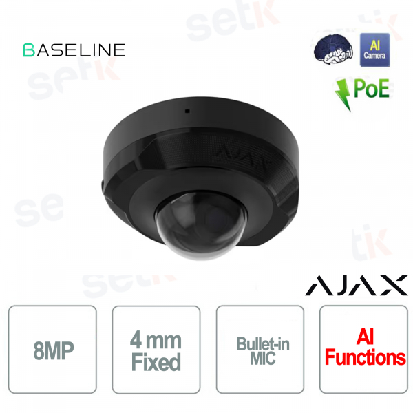 Caméra filaire Ajax DomeCam Mini IP PoE 8 Mégapixels 4 mm AI IR 30M pour la vidéosurveillance - Baseline