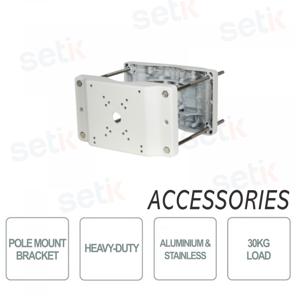 Soporte para poste Dahua para cámaras de videovigilancia, en acero y aluminio, capacidad 30Kg, color blanco