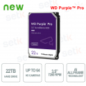 Hard Disk Interno 22 TB Audio Video SATA 3.5"  IA AllFrame™ WD Purple™ Pro