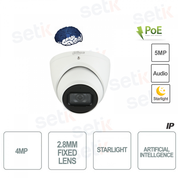 ONVIF® POE 4MP IP Dome Camera Artificial Intelligence Audio Video Anal