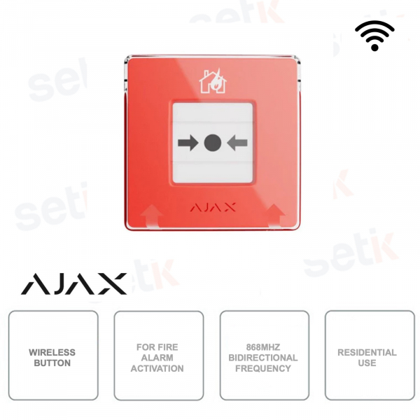 Bouton manuel d'alarme incendie sans fil Ajax ManualCallPoint Jeweller Rouge