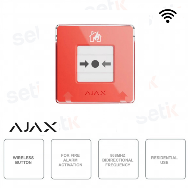 Bouton d'alarme incendie - Couleur rouge - Pour usage résidentiel - Sans fil 868Mhz