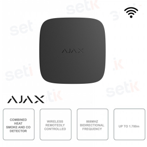 Détecteur de fumée, de chaleur et de monoxyde de carbone sans fil Ajax FireProtect 2 SB Noir – Bijoutier