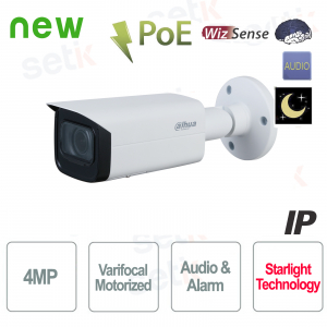Dahua Cámara IP AI ONVIF® PoE 4MP Motorizada Starlight WDR WizSense Audio SMD Plus S2