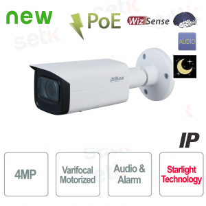 Dahua AI IP Camera ONVIF® PoE 4MP Motorized Starlight WDR WizSense Audio SMD Plus S2