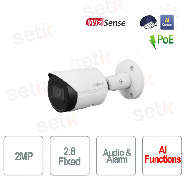 Dahua telecamera AI IP ONVIF® PoE 2MP WDR WizSense Audio SMD Plus