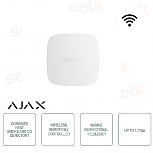 Ajax Heat, smoke and CO detector - Wireless - Non-replaceable batteries - White
