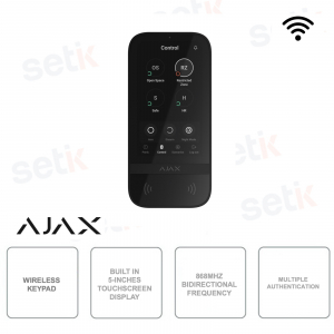 KeyPad Ajax TouchScreen Jeweller Nero: Tastiera Touch 5" con Sicurezza Avanzata