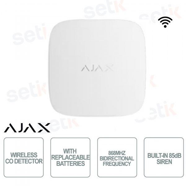 Ajax Rilevatore antincendio con sensore di monossido - Wireless - Bianco
