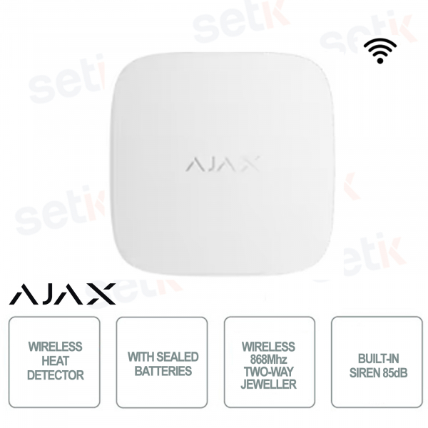 Détecteur de fumée sans fil Ajax FireProtect 2 SB Blanc avec capteur de chaleur pour bijoutiers