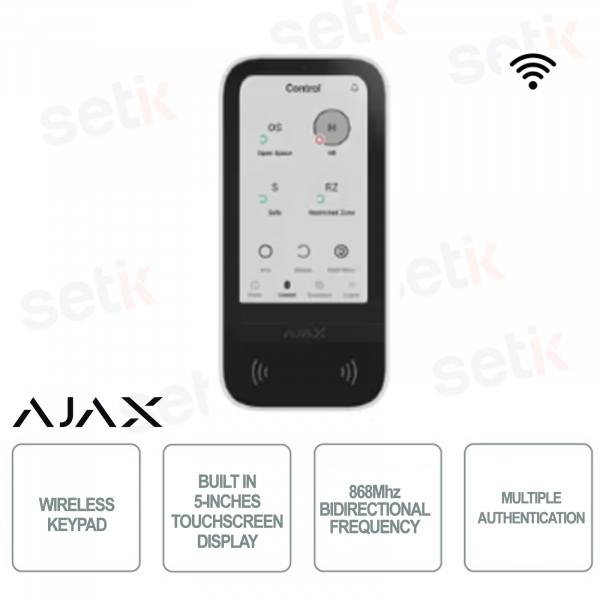 Teclado Inalámbrico con Pantalla Táctil - Autenticación con Smartphone, Pase, Tag o Códigos - Blanco