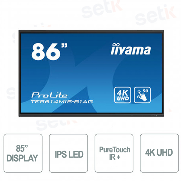 Moniteur IPS LED 4K UHD PureTouch IR+ de 86 pouces - IIYAMA