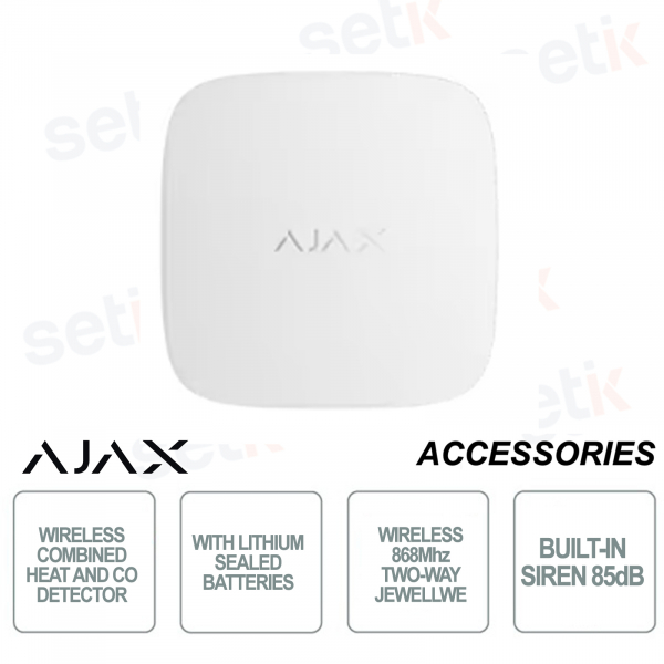 Ajax FireProtect 2 SB Bianco – Rilevatore Calore e Monossido di Carbonio Jeweller