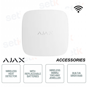 Ajax Rilevatore antincendio - Con sensore di temperatura - Wireless 868Mhz - Bianco