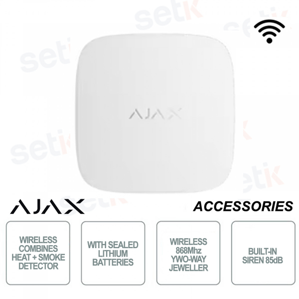 Ajax FireProtect 2 SB Bianco – Rilevatore Antincendio Wireless Fumo e Calore Jeweller