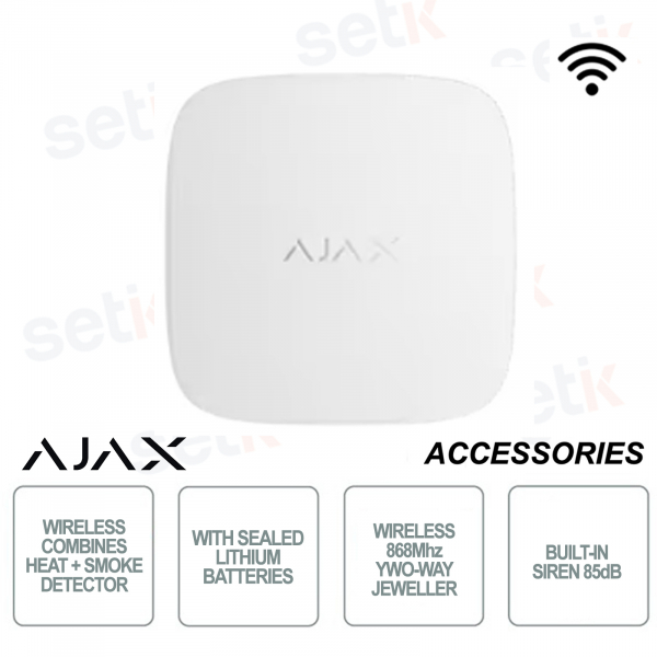 Fire Detector with Integrated Heat and Smoke Sensors - Wireless 868Mhz Jeweler - White